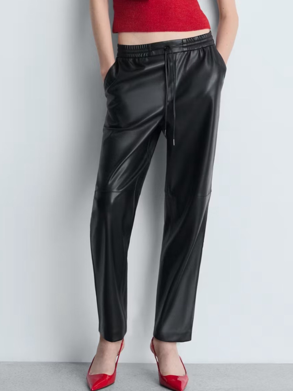 MNG Mango Black Faux Leather Pants